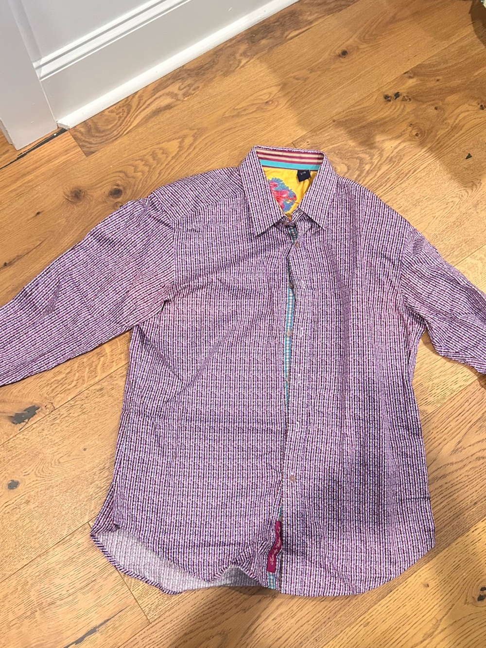 Robert Graham Purple and White Patterned Dress Shirt